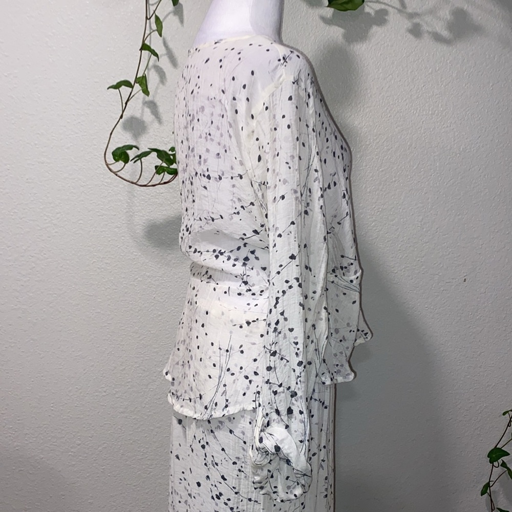 Flax Jeanne Engelhart 2 piece set,White and Black Patterned long sleeve Size S - Picture 6 of 15